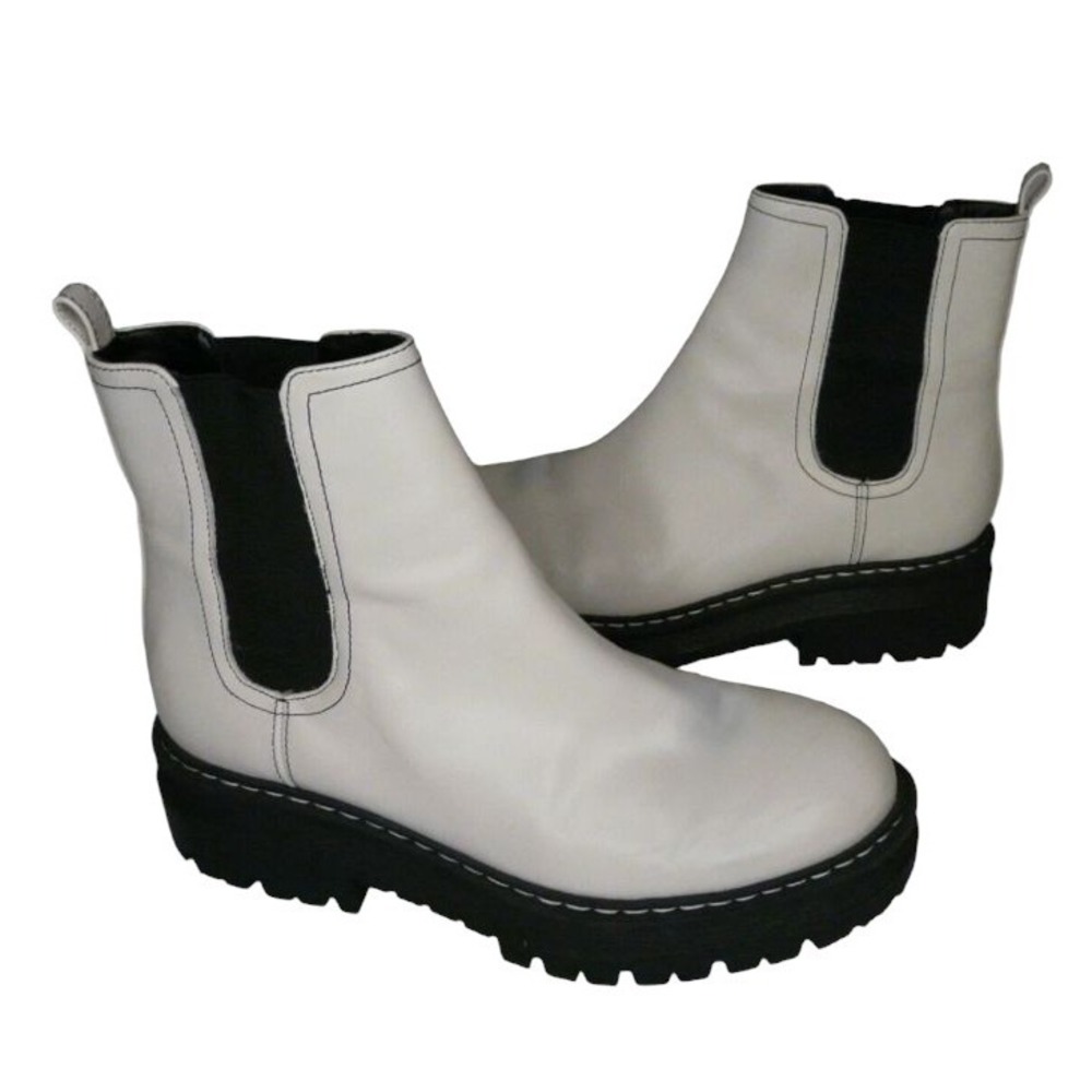 Marc Fisher Boots Mlpadmia‎ Chelsea Booties White Leather Womens Size 8M